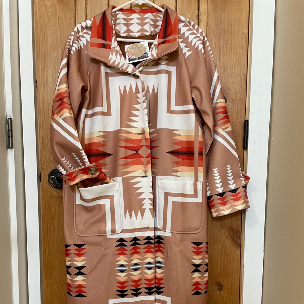 Long Navajo Indian Design Coat NWT